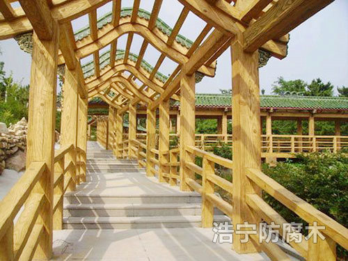 防腐木长廊